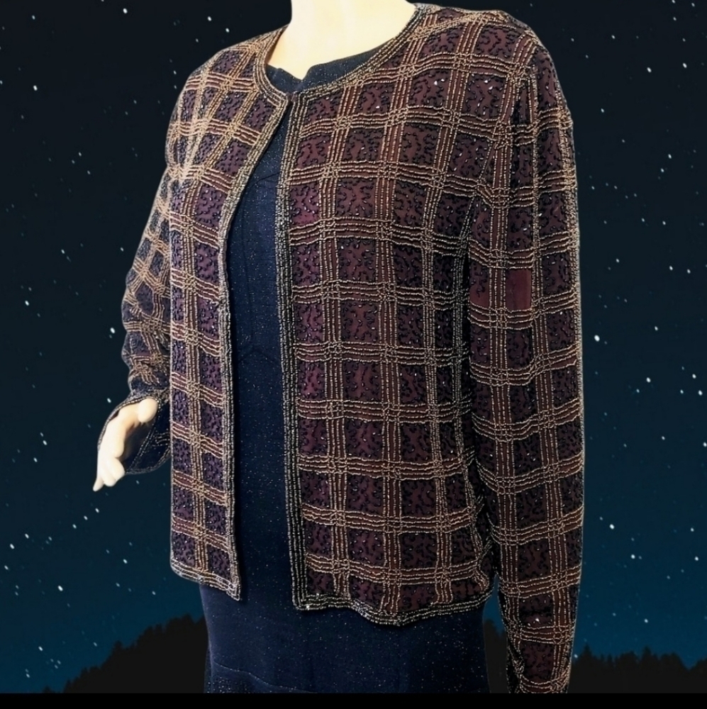 Adrianna Papell silk beaded jacket